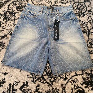 Purple brand Crystal denim shorts